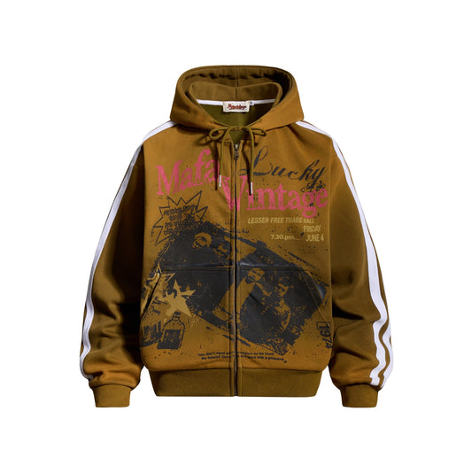 Hoodie Herren mit Farbverlauf-Portrait-Print