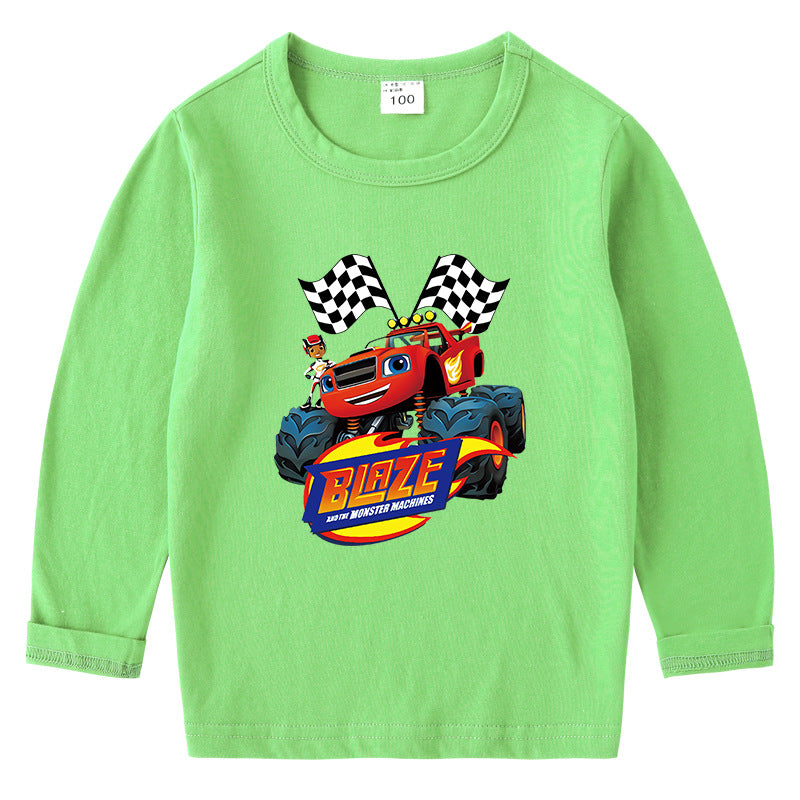 Children's cotton T-shirt with round neck and long sleeved base