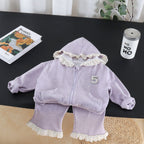 Long sleeved hat jacket two-piece set for babies