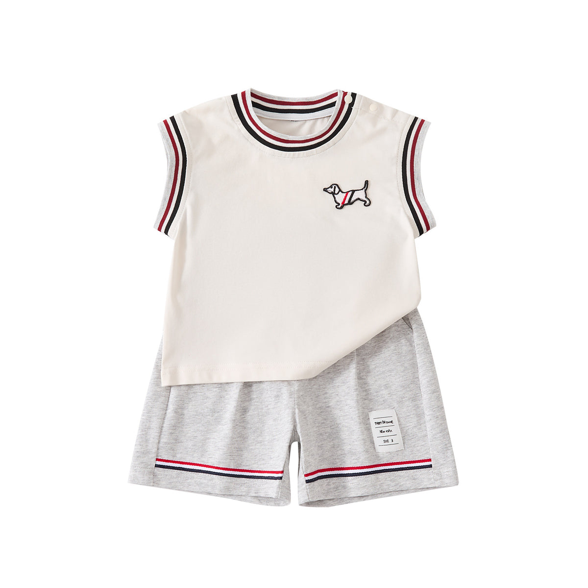 Bestickte Baby-Weste im Colorblock-Design mit Shorts, 2-teilig