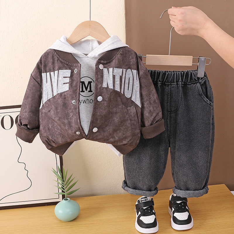 3-piece hooded tie dye baseball suit for babies
