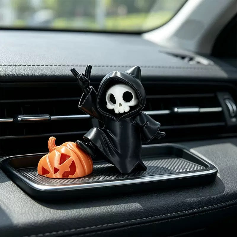 3D Printed Halloween Pumpkin Reaper Flat Car Interior Decoration Hanging Ornament Home Creative Decor Item