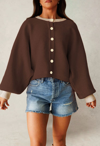 Cardigan-Jacke mit langen Ärmeln aus Strick