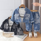 Baby Spring and Autumn Season Baby Children's Cowboy Long Sleeve Three Piece Set