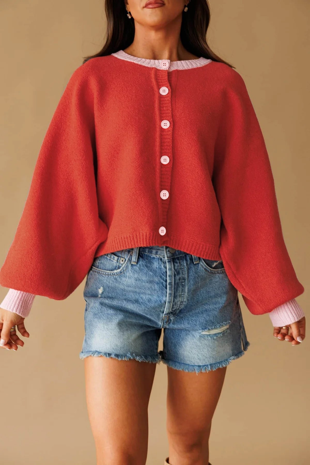 Cardigan-Jacke mit langen Ärmeln aus Strick