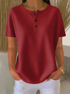 Round neck solid color pullover loose top
