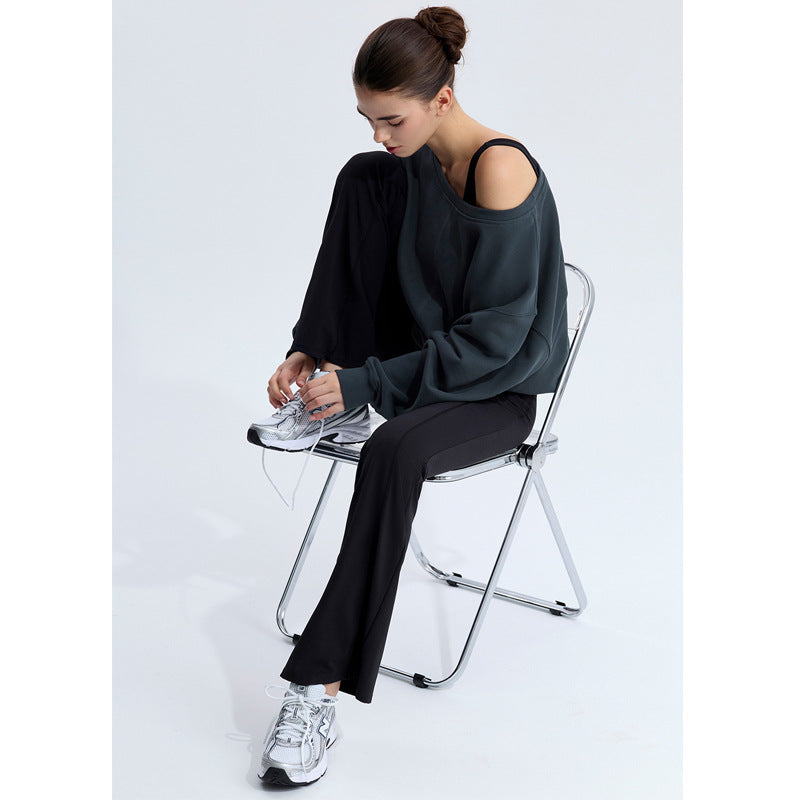 Sexy Rückenfreier Yoga-Bodysuit mit langer Hose, nahtlos, ausgestellt