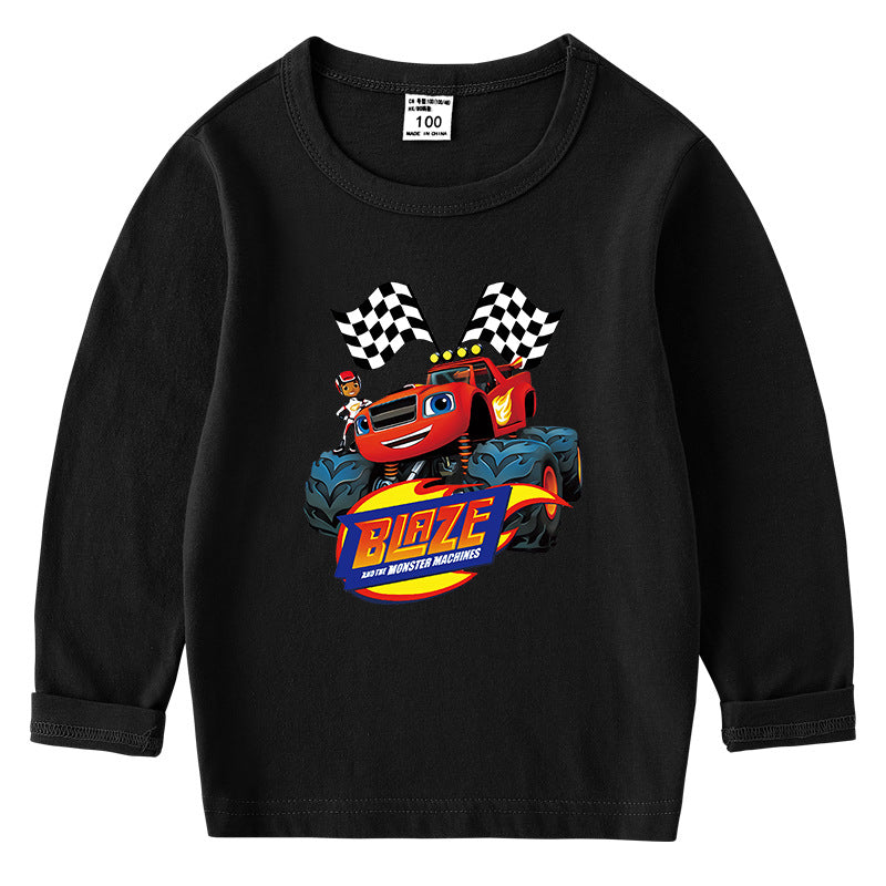 Children's cotton T-shirt with round neck and long sleeved base