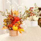 Halloween Decorations Autumn Artificial Maple Leaves Pumpkin Wheat Pot Plant Home Harvest Festival Decoration