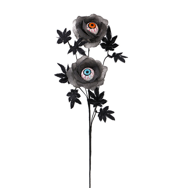 Halloween Decorations Horror Eyeball Maple Leaf Stem Bouquet Halloween Home Party Decoration