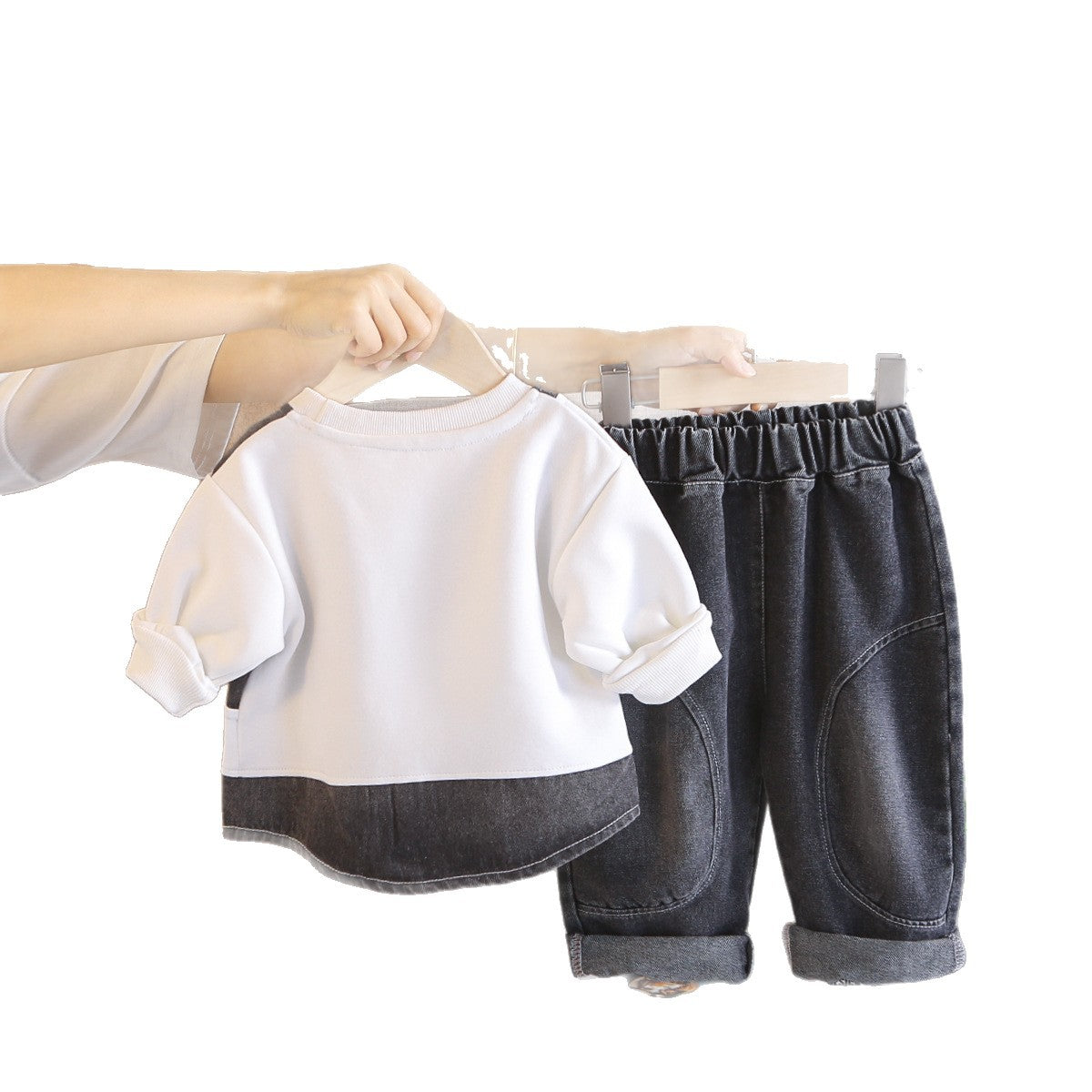 Children's long sleeved baby hoodie two-piece set