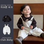 Overalls Set Long Sleeve Bodysuit Two-Piece Outfit Casual Wear