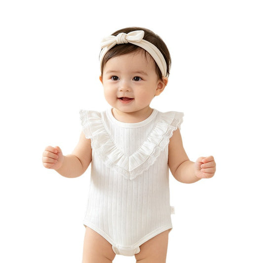 Ärmelloser Baby-Strampler in Perlweiß