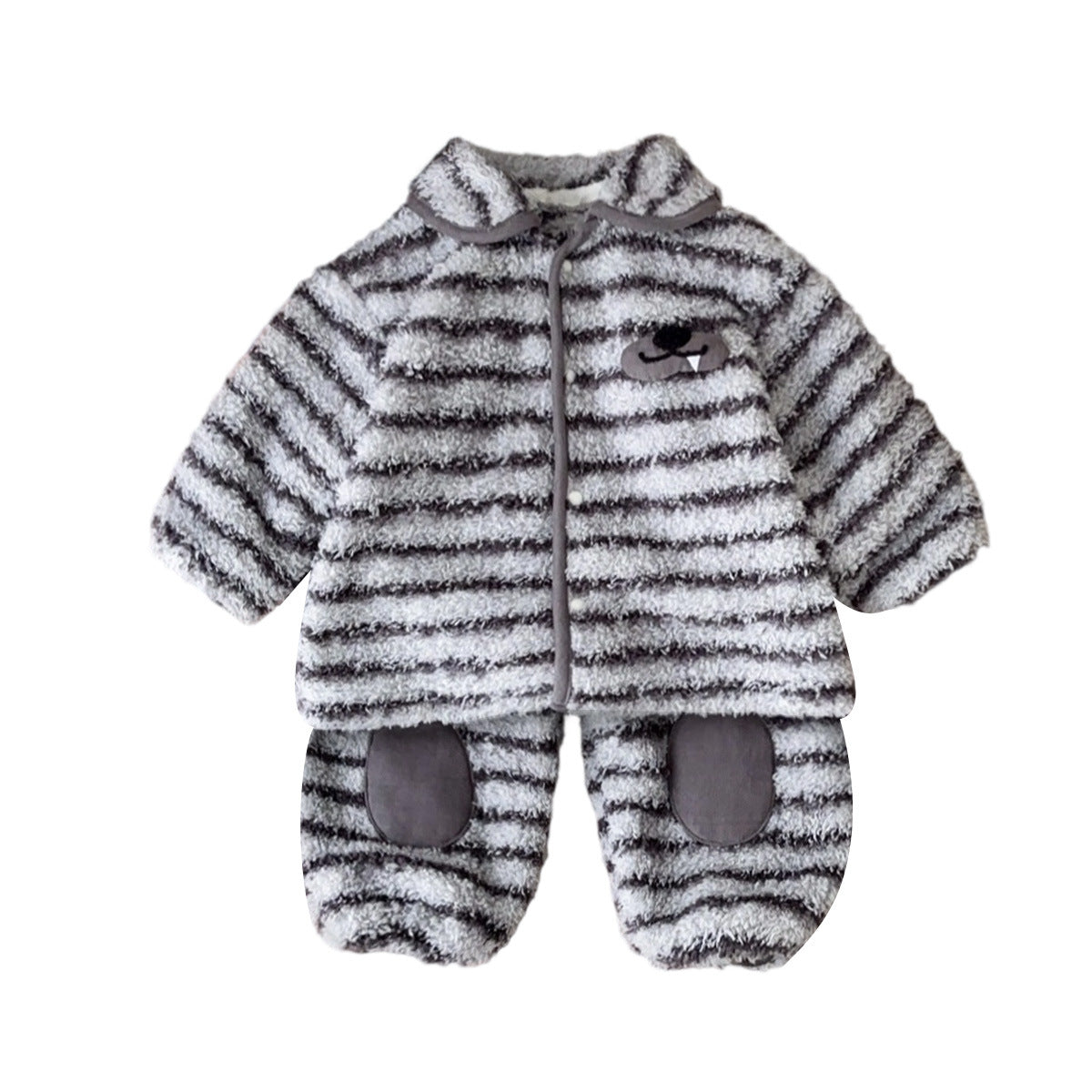 Flannel Pajamas Long Sleeve Set Comfortable Two-Piece Home Wear