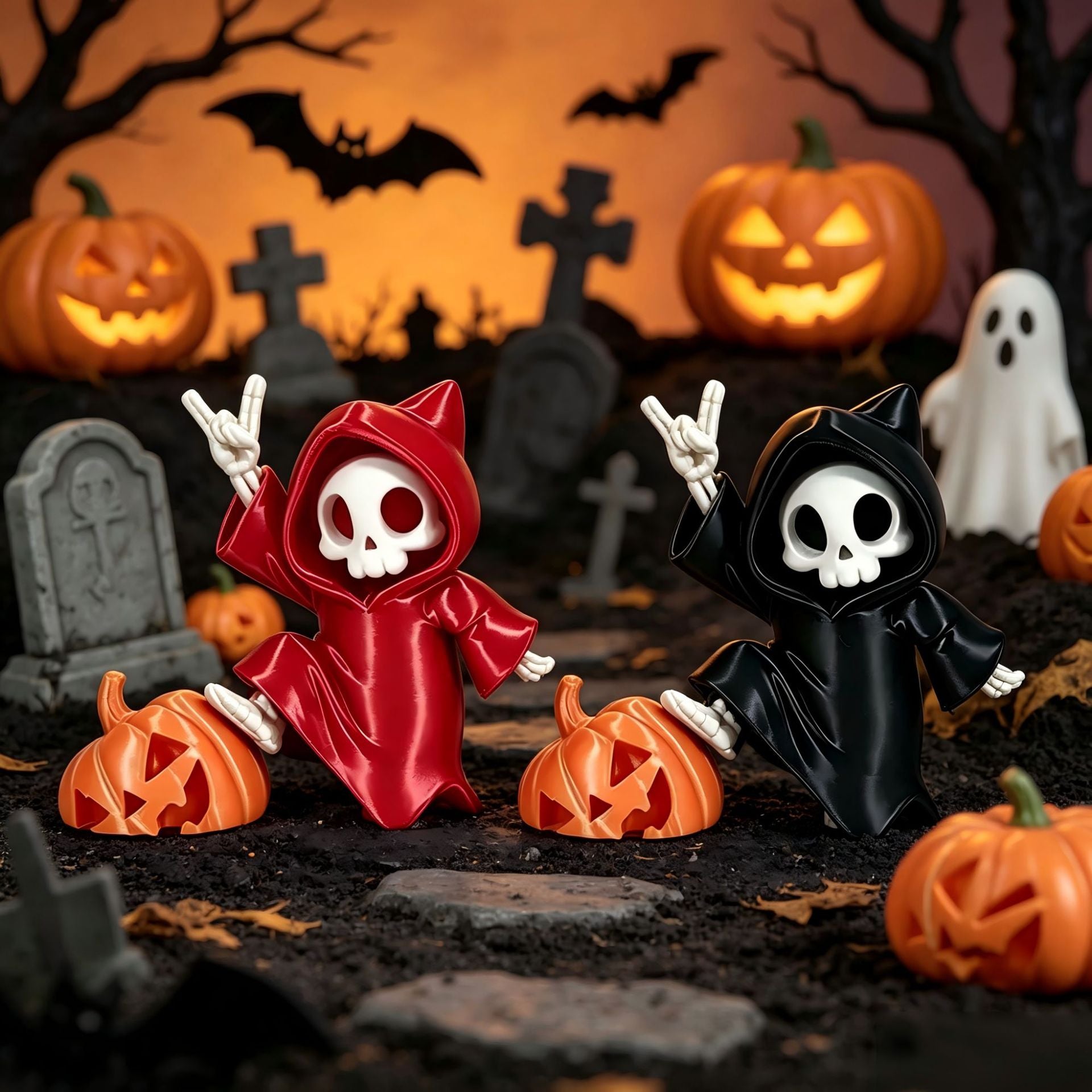 3D Printed Halloween Pumpkin Reaper Flat Car Interior Decoration Hanging Ornament Home Creative Decor Item