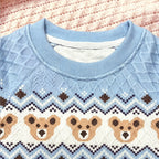 Cute Bear Round Neck Long Sleeve Hoodie and Jeans Pants Set for Boys