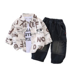 Baby and children's letter long sleeved three piece set baby spring and autumn clothes