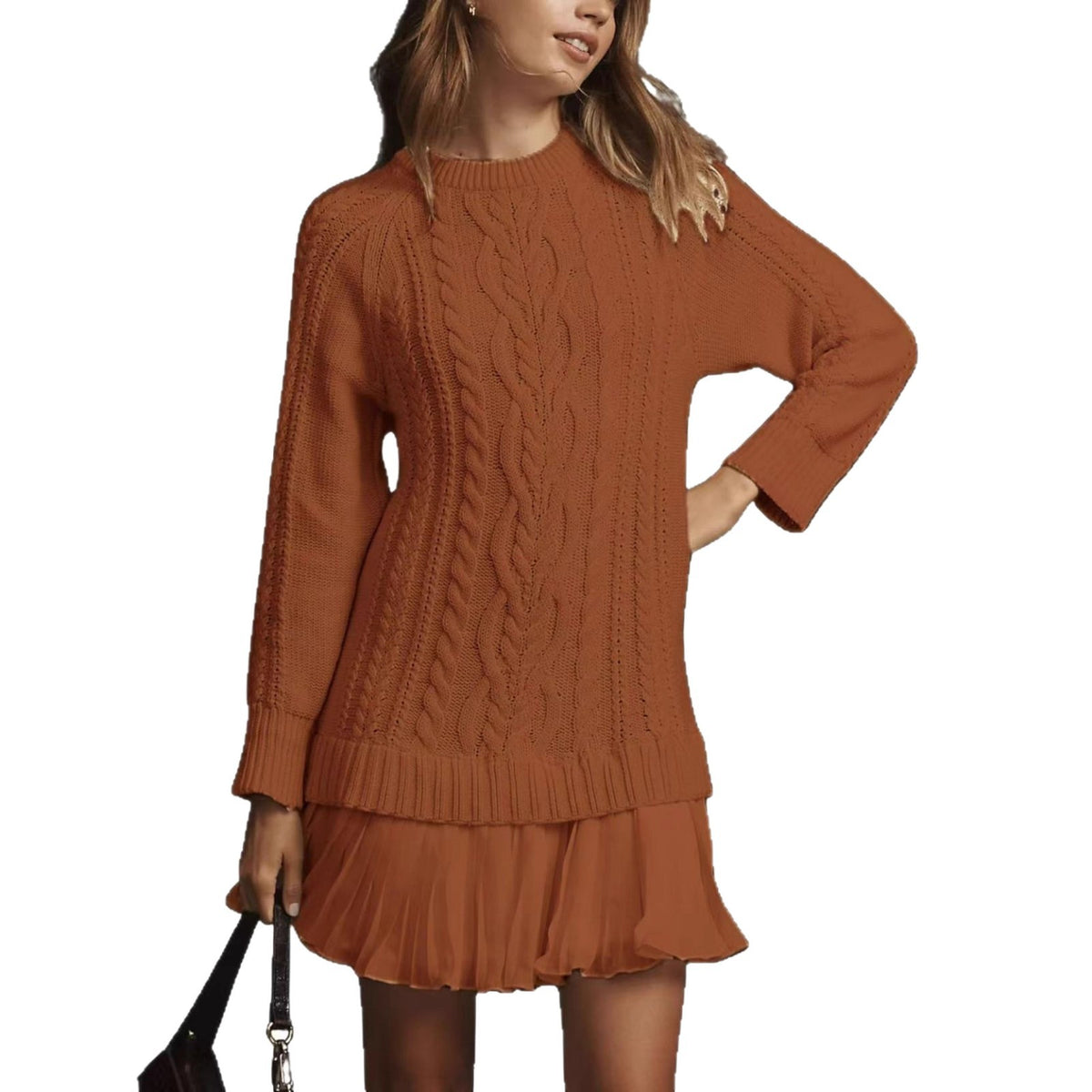 Bequemer Casual-Strickpullover mit Zopfmuster für Damen