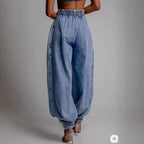 High waisted zipper leg tied jeans for women