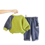 Spring and Autumn Splicing Long Sleeve Hoodie Two Piece Set for Men