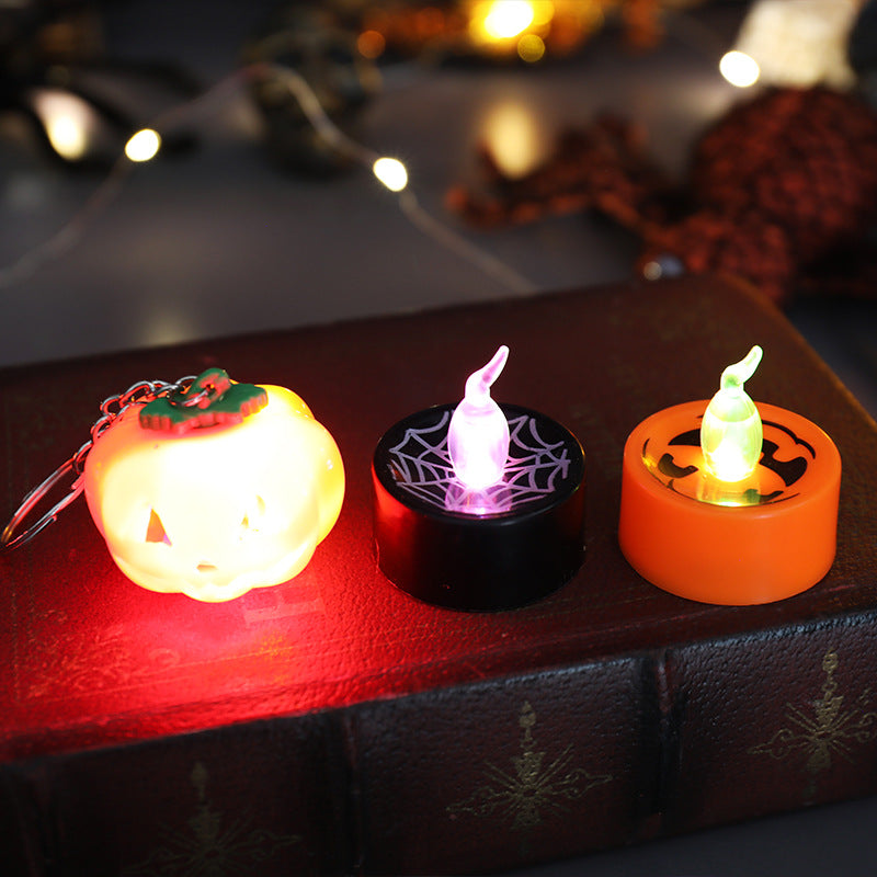 Halloween Pumpkin Lantern Electronic Candle Light Holder Portable Candlestick Night Light Halloween Decoration Prop Atmosphere Decoration