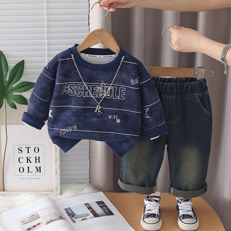 Two piece hoodie pants for baby boys