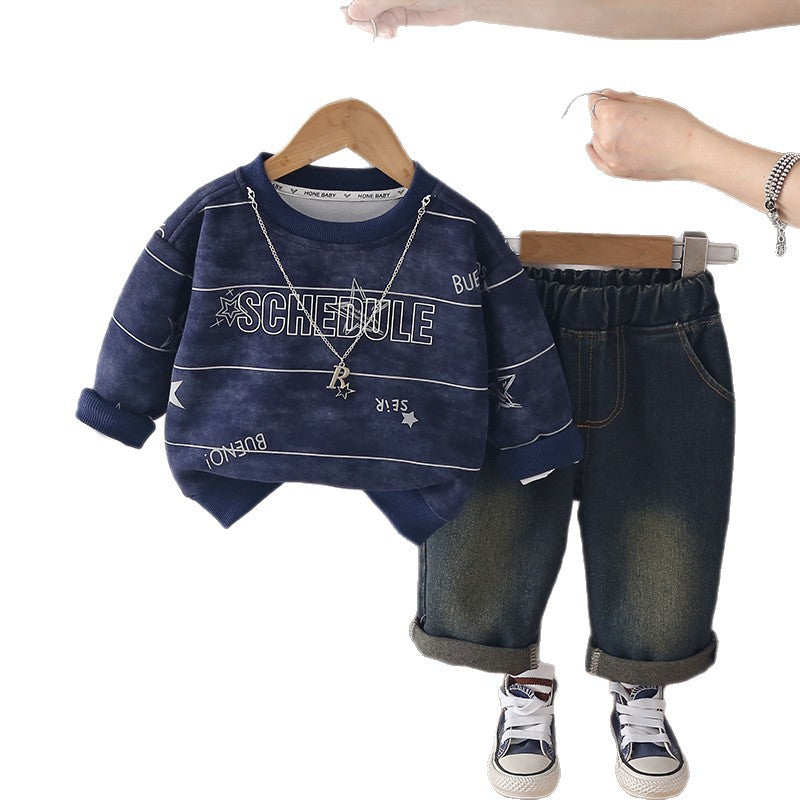 Two piece hoodie pants for baby boys