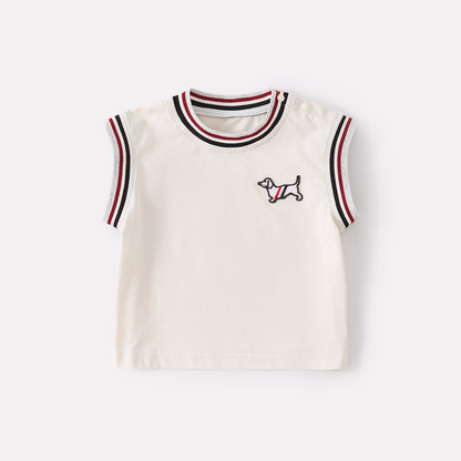 Bestickte Baby-Weste im Colorblock-Design mit Shorts, 2-teilig
