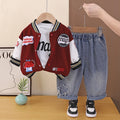 Three piece set of letter baseball uniforms for children's clothing in spring and autumn