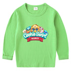 Children's cotton T-shirt with round neck and long sleeved base