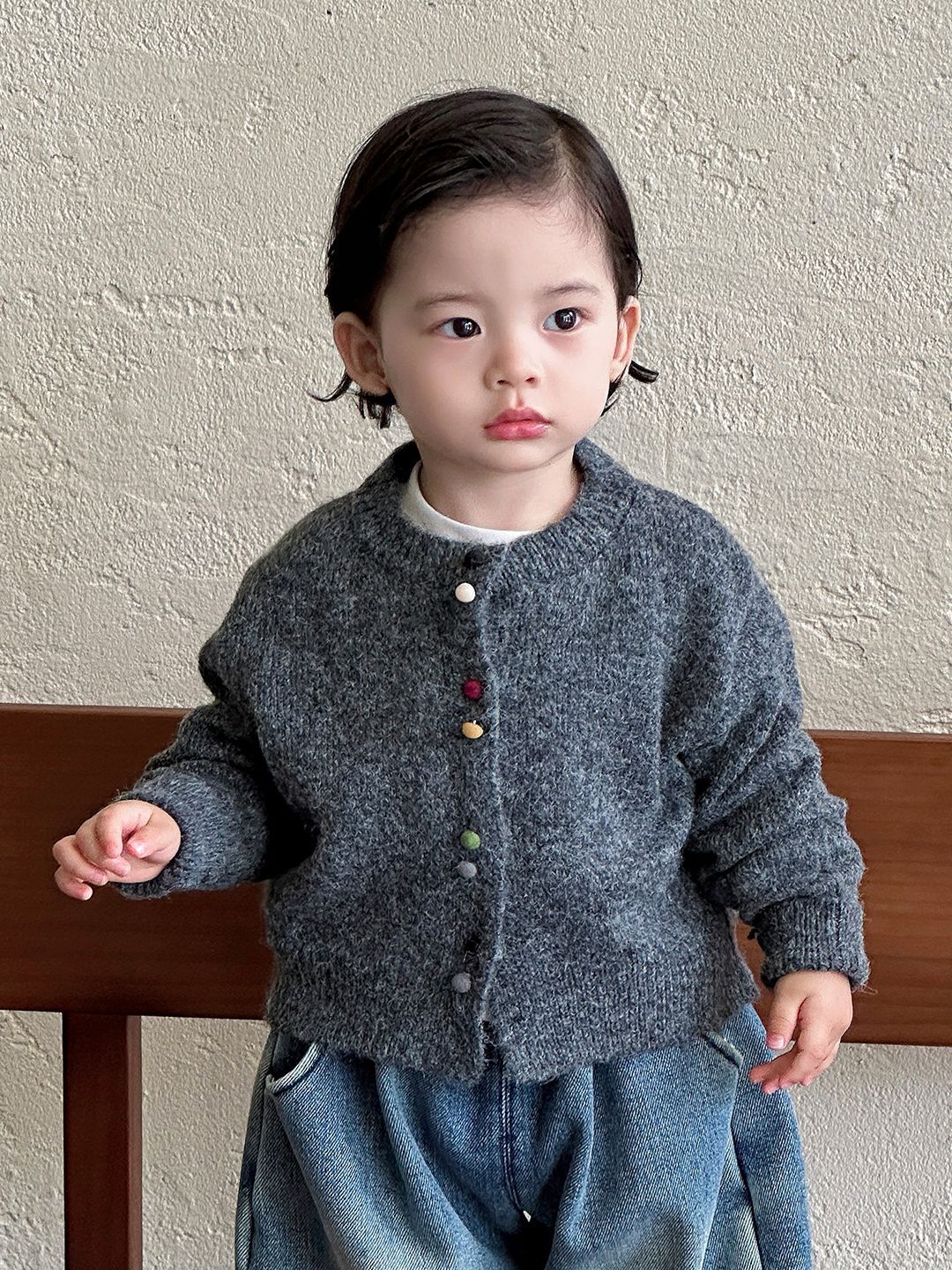 Children's Cardigan Sweater Boy's Knit Jacket Jeans T-Shirt Children's Stylish Clothing Set