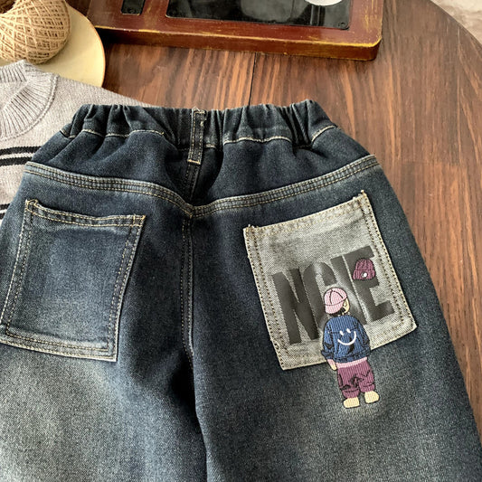 Baby-Mädchen Fleece-Overall-Hose, bestickt