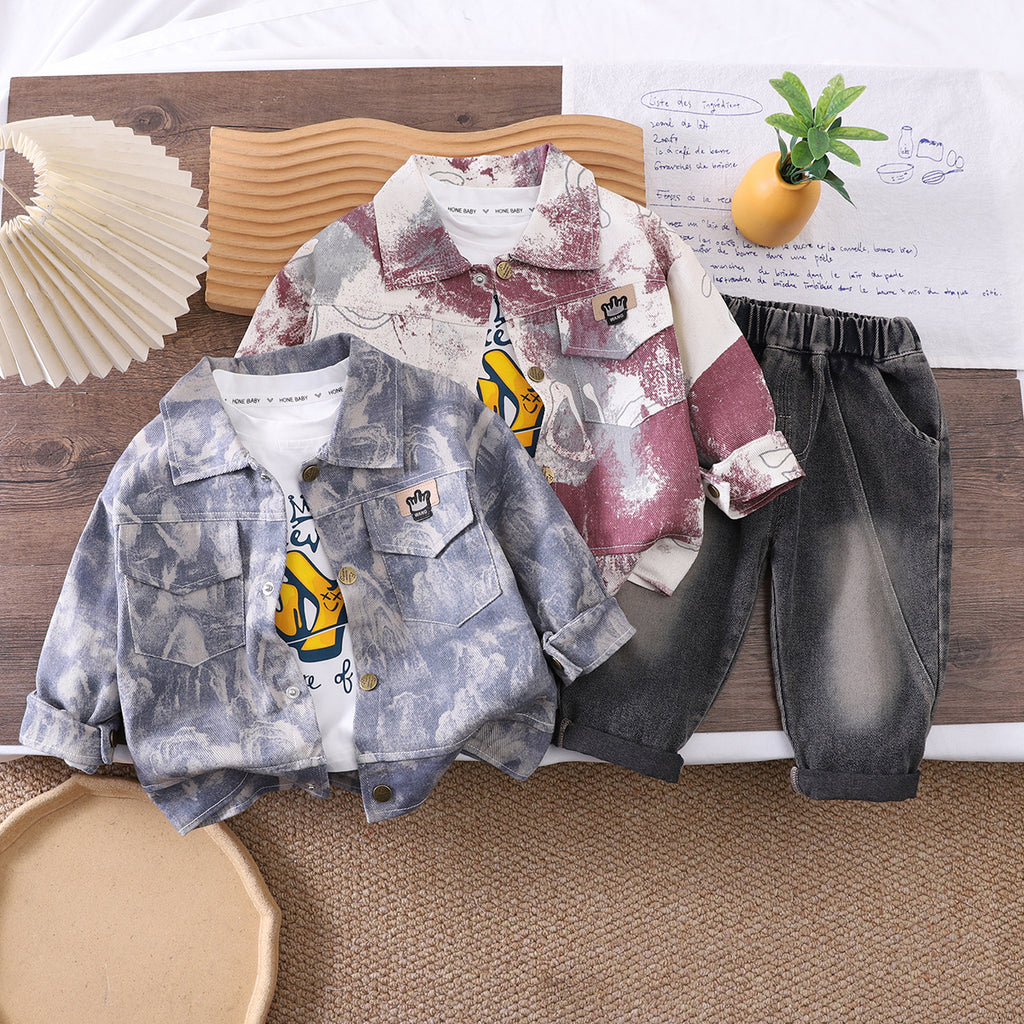 Baby camouflage long sleeved three piece set for infants and young children