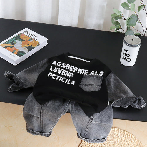 Baby boy autumn hoodie long sleeved two-piece set