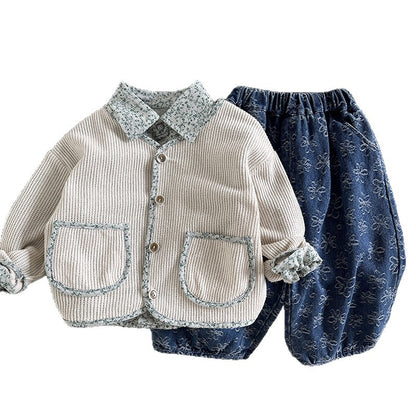 Blumenhemd mit Jacke und Hose für Kinder