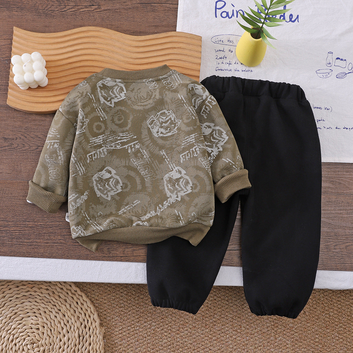 Spring and Autumn Long sleeved Hoodie Two piece Set