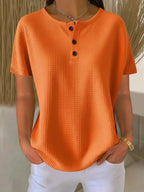 Round neck solid color pullover loose top