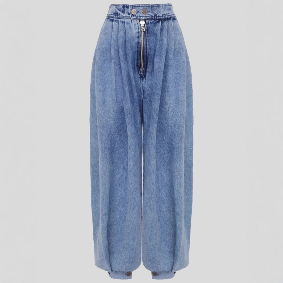 Damen High-Waist Jeans mit Reißverschluss-Detail
