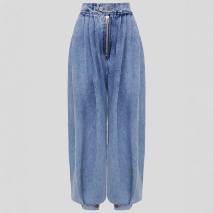 Damen High-Waist Jeans mit Reißverschluss-Detail