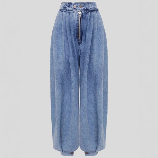 Damen High-Waist Jeans mit Reißverschluss-Detail