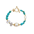 Freshwater Baroque Pearl Turquoise Beaded Bracelet Necklace, Natural Stone Bracelet, Original Design, Lightweight Luxury, Elegant Style