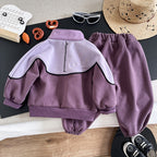 Children's Spring and Autumn Half Zipper Long Sleeve Two Piece Set