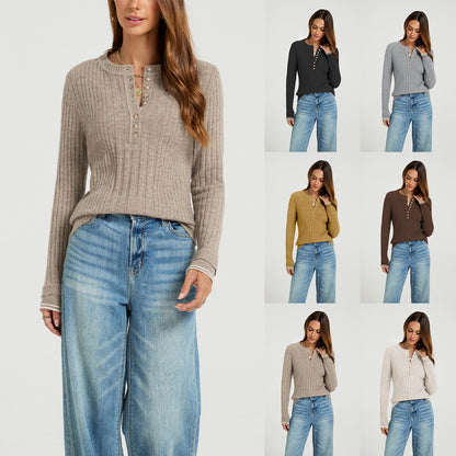 Damen Pullover mit Rundhalsausschnitt, langärmelig, Slim Fit