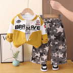 Racing style baseball suit three piece set baby autumn coat
