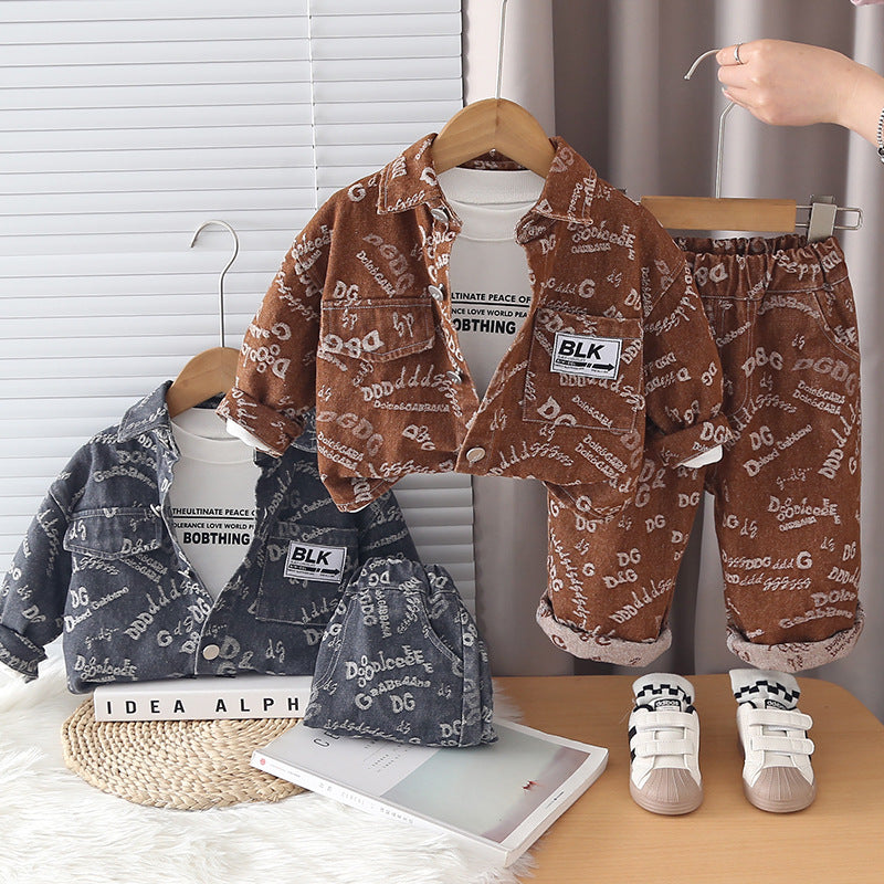 Coat long sleeved three piece set for baby and children's clothing