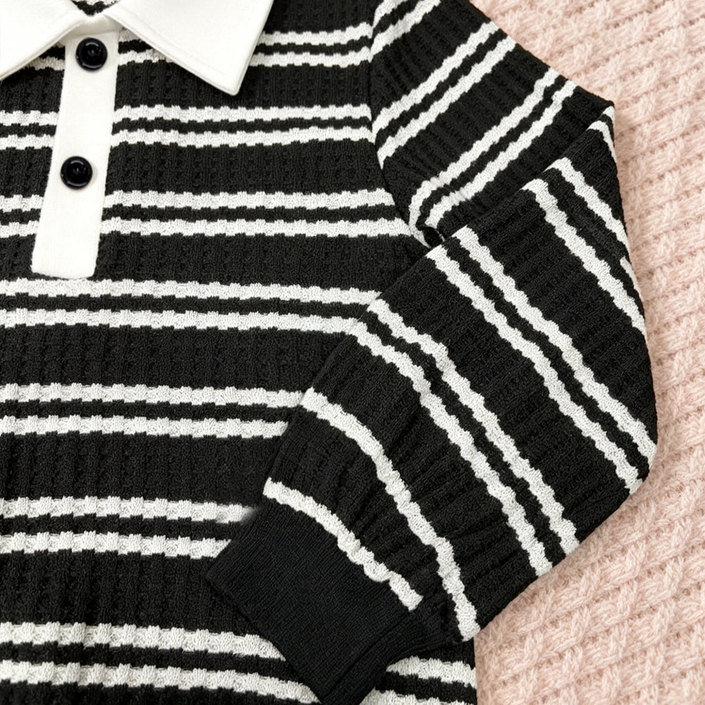 Stripe Polo Long Sleeve Set for Boys