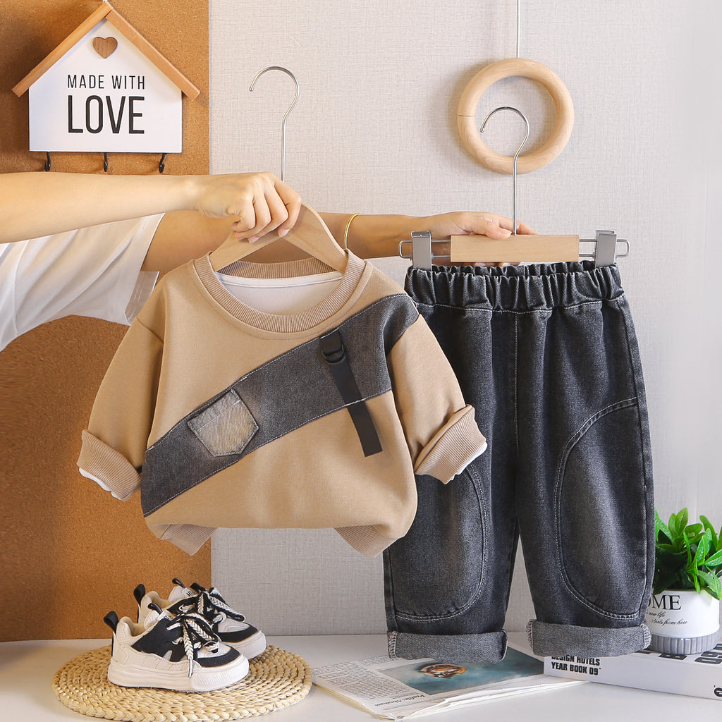 Casual hoodie long sleeved two-piece set for babies