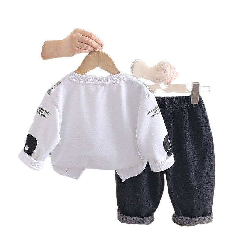 Baby round neck hoodie two-piece set