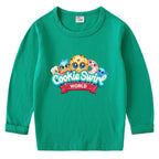 Children's cotton T-shirt with round neck and long sleeved base