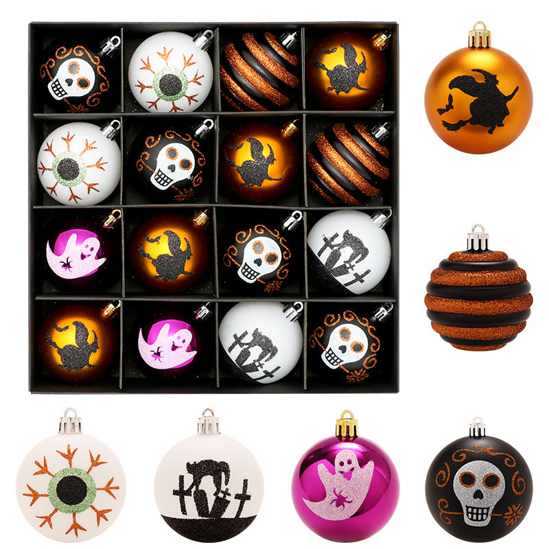 Halloween Decorations 16 Painted Ghost Skull Plastic Hanging Balls Party Decorations